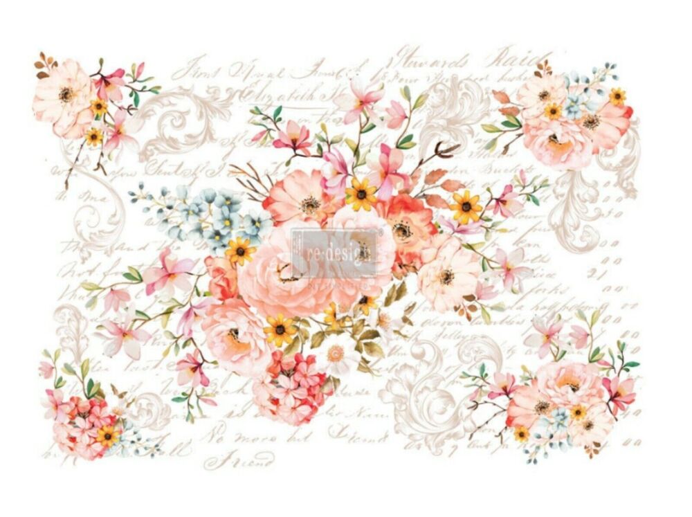 Re Design by Prima Transfer Sticker Rose Celebration 44x30" Pink Florals
